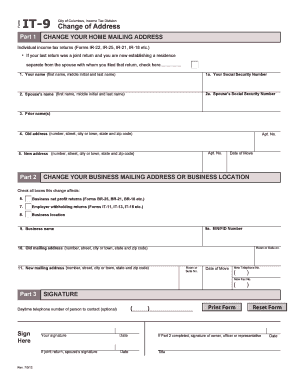 City of Columbus Income Tax Change of Address