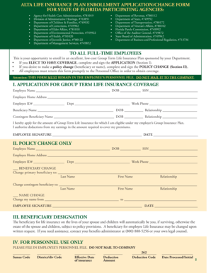 Florida Life Insurance Enrollment Application