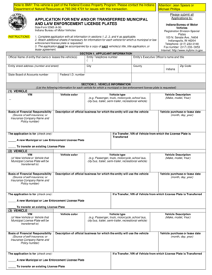 Indiana Municipal and Law Enforcement License Plate Application
