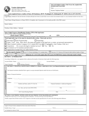 Indiana Vendor Information Form
