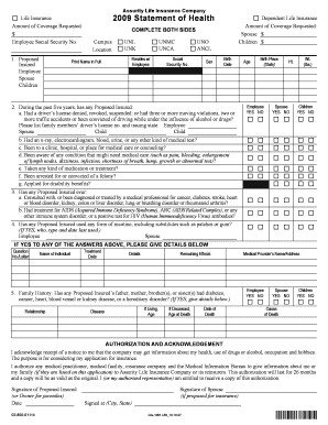 Assurity Life Insurance Health Statement Form