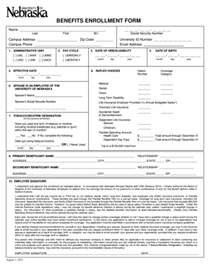 University of Nebraska Benefits Enrollment Form