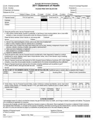 Assurity Life Insurance Health Statement