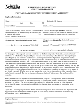 Supplemental Tax-Sheltered Annuity 403(b) Pre-Tax Salary Reduction Agreement