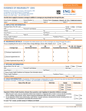 Evidence of Insurability Form