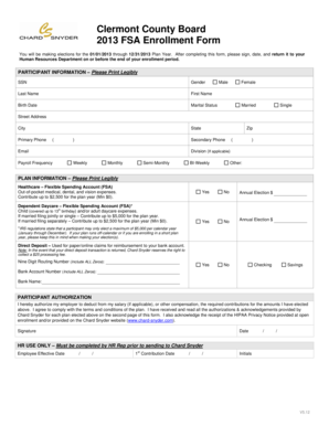Clermont County 2013 FSA Enrollment Form