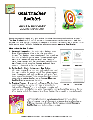 Student Goal Tracker Booklet