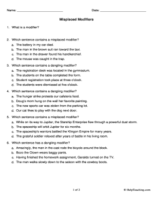 Misplaced Modifiers Worksheet