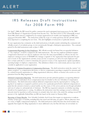 IRS Draft Instructions for 2008 Form 990