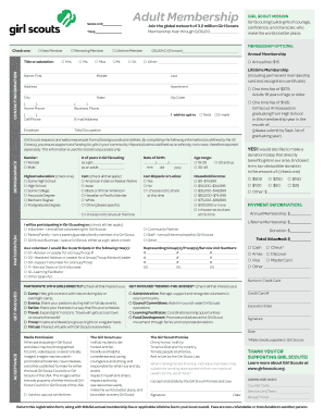 Girl Scouts Adult Membership Application