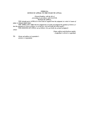 Notice of Appeal to the Court of Appeal