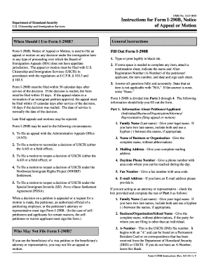 Instructions for Form I-290B, Notice of Appeal or Motion