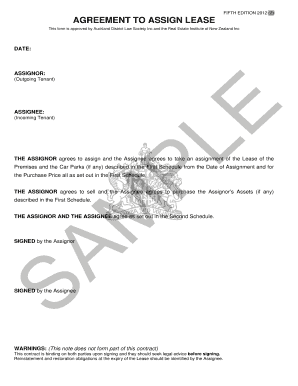 New Zealand Lease Assignment Agreement
