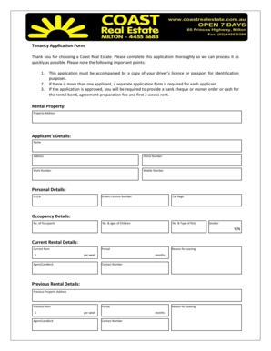 Tenancy Application Form