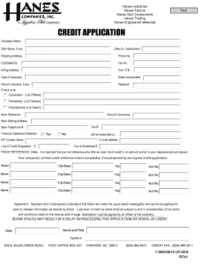 Hanes Credit Application