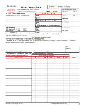 Ohio University Direct Payment Form