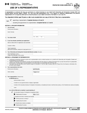 Use of a Representative Form