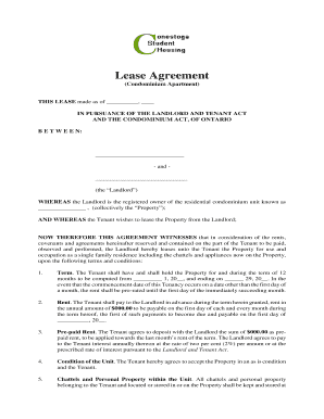 Ontario Condominium Lease Agreement