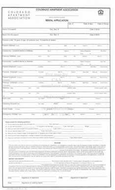 Colorado Apartment Association Rental Application