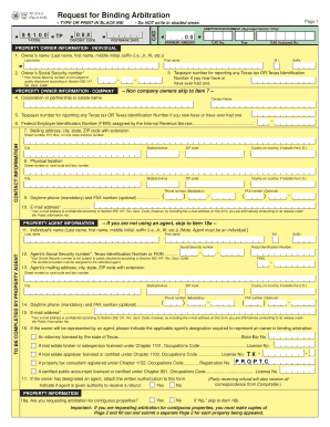Texas Request for Binding Arbitration