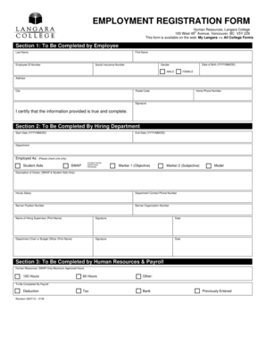 Employment Registration Form