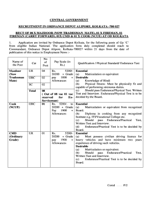 Indian Government Job Application Form