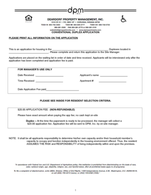 Conventional Duplex Application