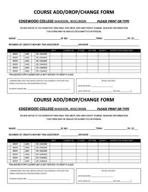 Course Add/Drop/Change Form