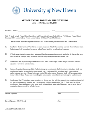 Authorization to Retain Title IV Funds