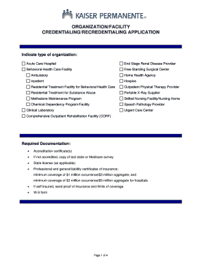Kaiser Permanente Credentialing Application