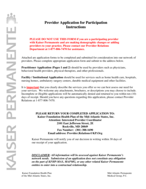 Kaiser Permanente Provider Application