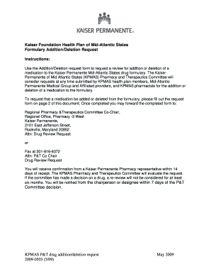 Kaiser Permanente Formulary Addition/Deletion Request