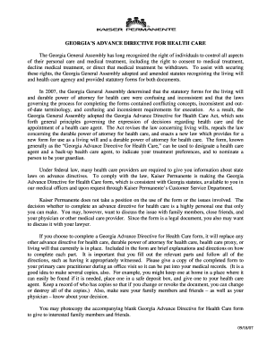 Georgia Advance Directive for Health Care