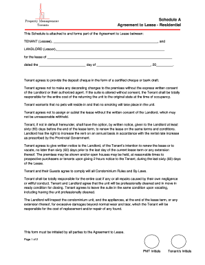 Schedule A - Residential Lease Agreement