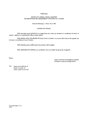 Form 62A Notice of Appeal