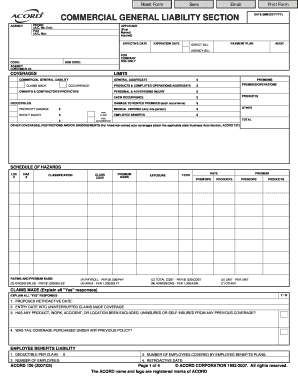 Commercial General Liability Insurance Application