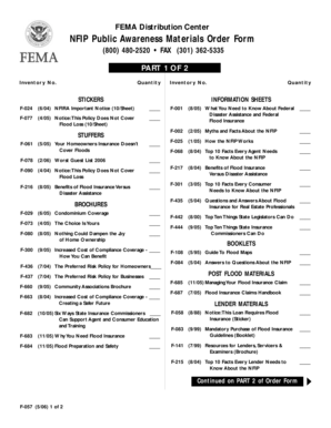 NFIP Public Awareness Materials Order Form