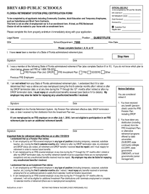 Florida Retirement System Certification Form