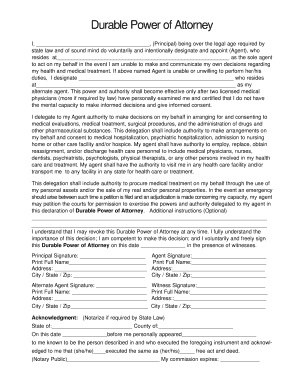 Durable Power of Attorney Form