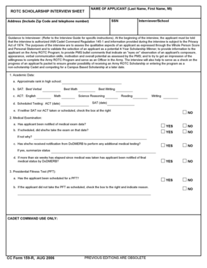 ROTC Scholarship Interview Sheet