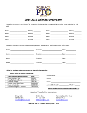 Excel marketing calendar template - 2014-2015 Calendar Order Form - MailChimp