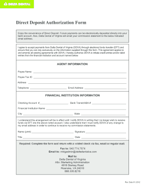 Delta Dental Direct Deposit Form