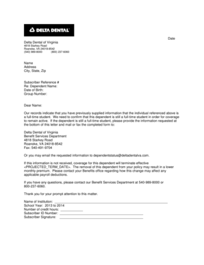 Delta Dental Virginia Student Status Verification