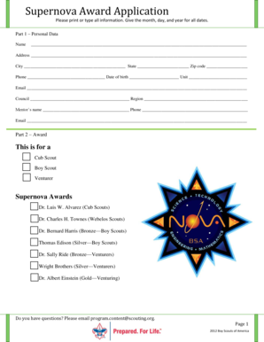 Supernova Award Application