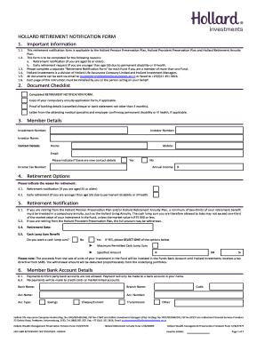 Hollard Retirement Notification Form