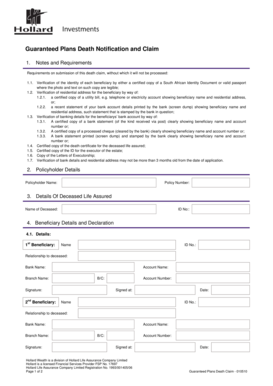 Guaranteed Plans Death Claim Form