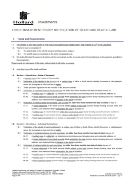 Linked Investment Policy Death Claim Form