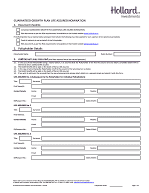 Guaranteed Growth Plan Life Assured Nomination