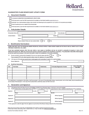 Guaranteed Plans Beneficiary Update Form