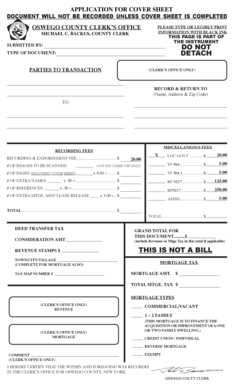 Oswego County Document Cover Sheet